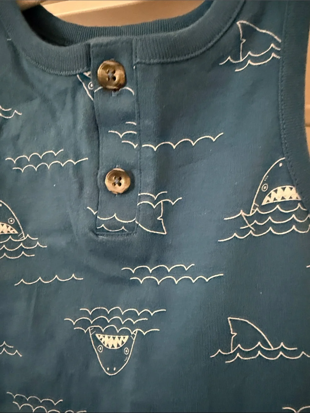 Old Navy Blue Shark Print Sleeveless Romper